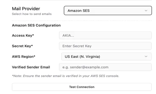 Amazon SES Configuration