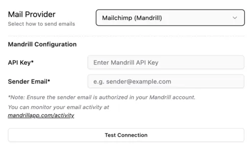 Mailchimp Mandrill Configuration