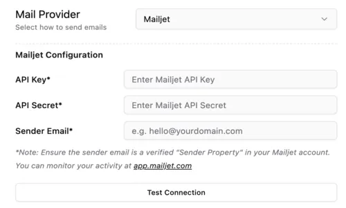 Mailjet Configuration