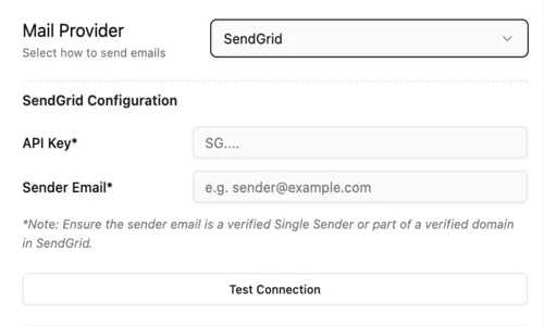 SendGrid Configuration